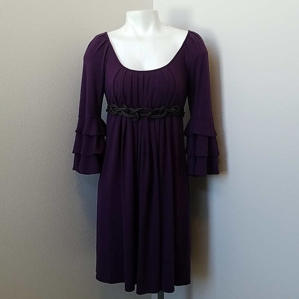Kenar Purple Scoop Neck Dress